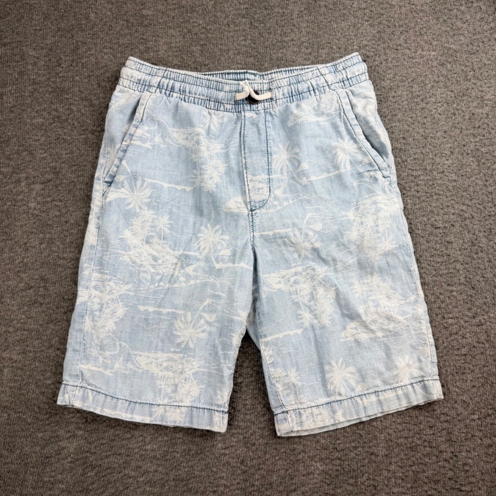 OshKosh‎ B'gosh Shorts Boys 10 Blue Tropical Palm Tree Dinosaur Print Cotton